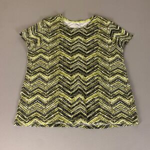 Croft & Barrow Classic Tee Top Women's‎ XL Green Black White Chevron Print